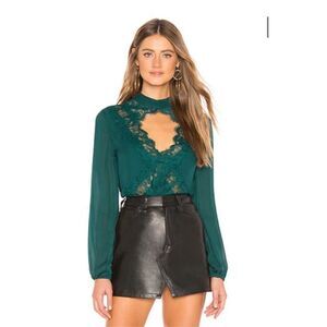 Cami NYC Teal Lace Detail Top